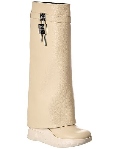Shark Lock Leather Knee-High Biker Boot | Gilt & Gilt City