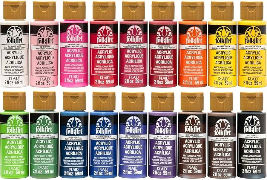 FolkArt Acrylic Paint Set (2-Ounce), PROMOFAI Colors I (18 Colors) | Amazon (US)