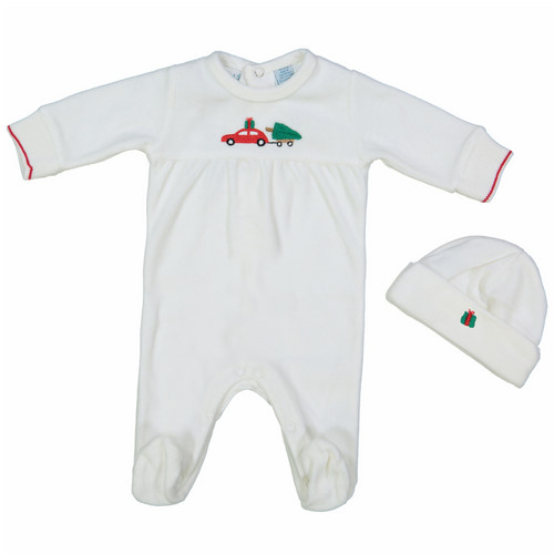 Velour Holiday Romper with Hat | Feltman Brothers