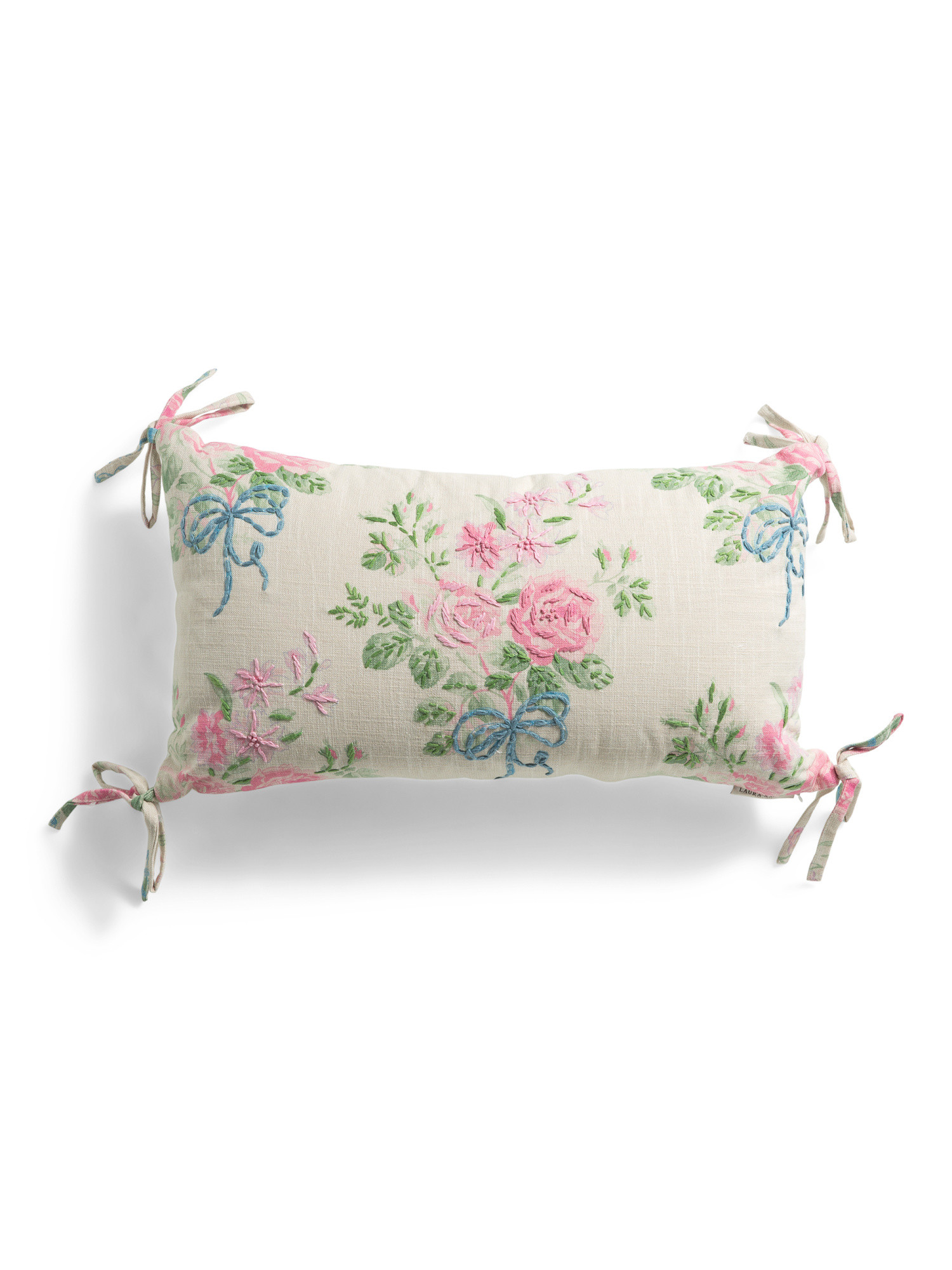 14x24 Rose Bows Embroidered Pillow | TJ Maxx