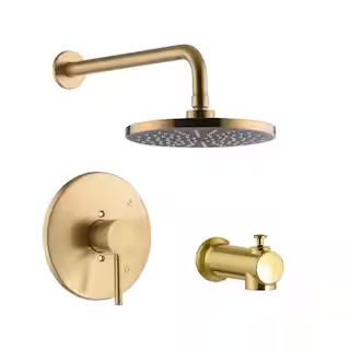 Kree Single Handle 1-Spray Tub and Shower Faucet 1.8 GPM with Pressure Balance in. Brushed Gold (... | The Home Depot