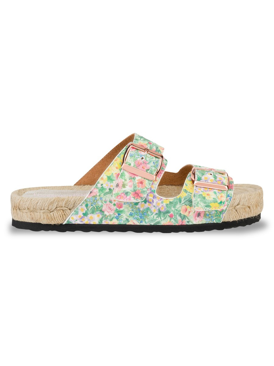 Manebí Women's Women's Loveshackfancy x Manebi Nordic Floral Leather Espadrille Slides - Rainbow - S | Saks Fifth Avenue OFF 5TH