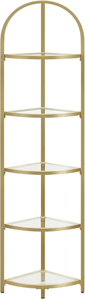 VASAGLE Corner Shelf Stand, 5 Tier Corner Bookshelf, Tempered Glass Shelves, Modern Style, Plant ... | Amazon (US)