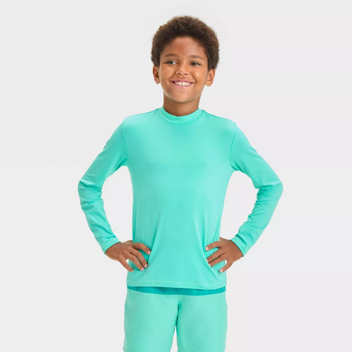 Boys' Solid Rash Guard Top - Cat & Jack™ Navy Blue L Husky | Target