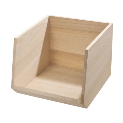 iDesign Renewable Wood Collection in Paulownia Wood Open Front Storage Bin, 11.46" x 8" x 10 | AllModern