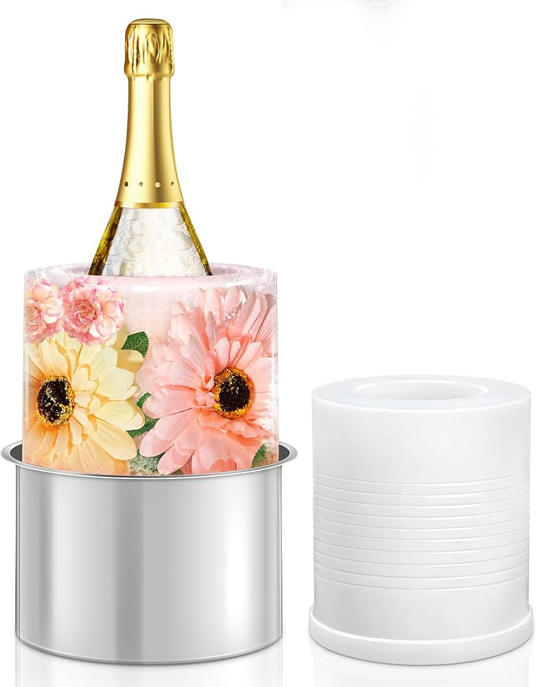 Champagne Ice Bucket Mold, Silicone Ice Mold Wine Bottle Chiller DIY Decorations with Flowers/Fru... | Amazon (US)