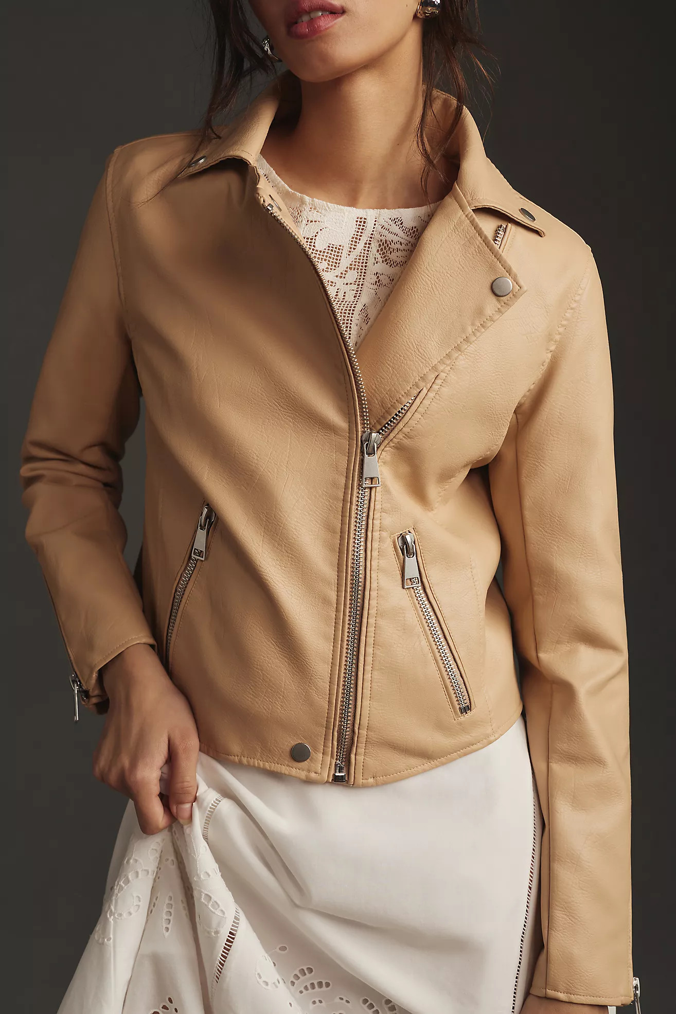 The Saige Faux-Leather Moto Jacket | Anthropologie (US)