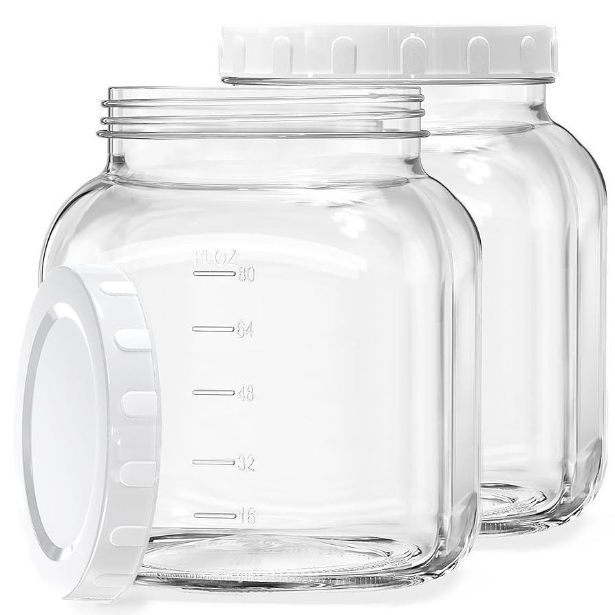 2 Pack 0.8 Gallon Glass Jar With Lid, 102 Oz Wide Mouth Mason Jars, Clear Glass Storage Jars With... | Amazon (US)
