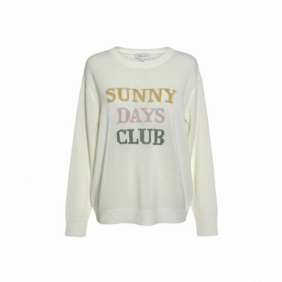 Gilli Sunny Days Club Crew Neck Lightweight Pullover Sweater Ivory Size Small | Poshmark