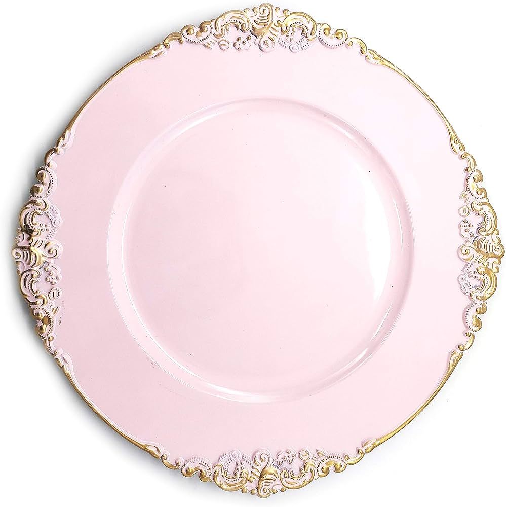 allgala 13-Inch 6-Pack Heavy Quality Round Charger Plates-Floral Pink-HD80345 | Amazon (US)