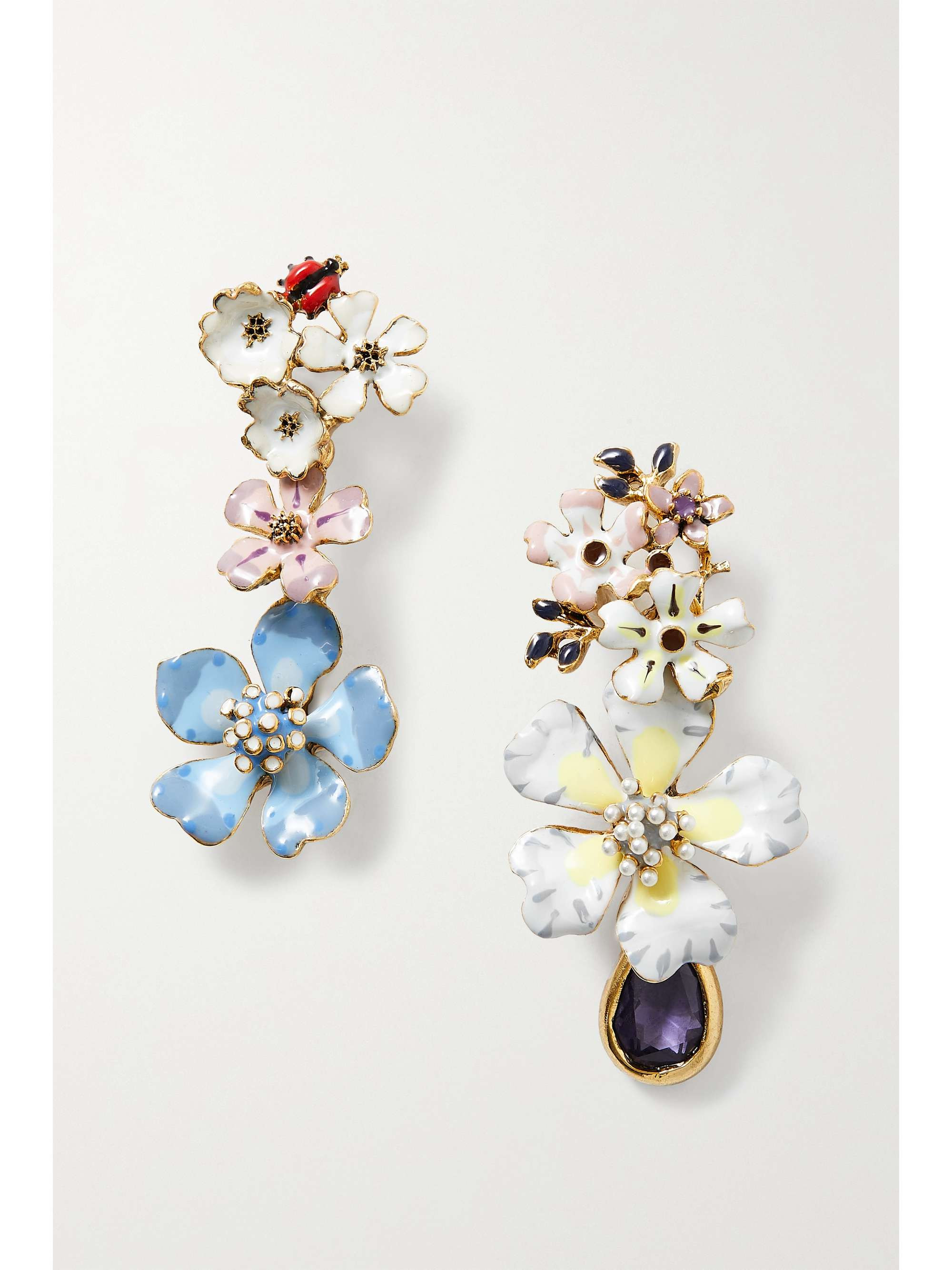 Gold-tone, enamel and crystal earrings | NET-A-PORTER (US)
