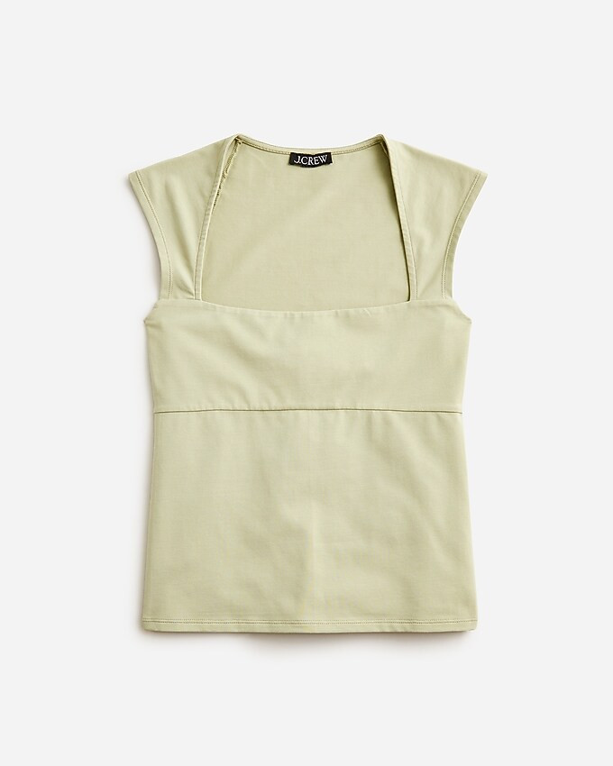 Squareneck cap-sleeve top in stretch cotton blend | J. Crew US