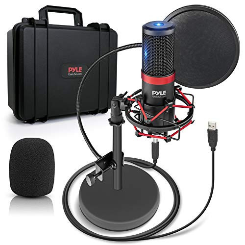 Pyle USB Microphone Podcast Recording Kit - Audio Cardioid Condenser Mic w/Shock Mount Stand & Pop Filter, for Gaming PS4, Streaming, Podcasting, Studio, YouTube, Works w/Windows PC Mac PDMIKT200 | Amazon (US)