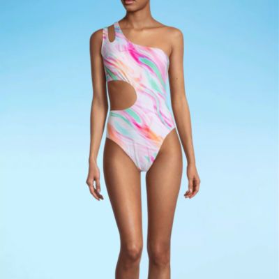 Decree Womens Asymmetric Tie Dye Monokini One Piece Swimsuit Juniors | JCPenney