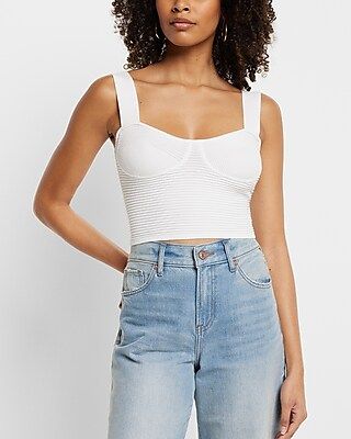 Body Contour Ribbed Bustier Cropped Sweater Tank | Express