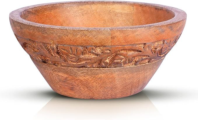 Jasmine Small Wood Bowls (Medium Burnt, 6.1 x 3 x 5.3) – Mango Wood Decorative Bowl for Veggies... | Amazon (US)