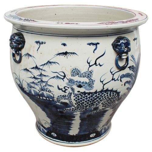 23" Kylin Planter, Blue/White | One Kings Lane
