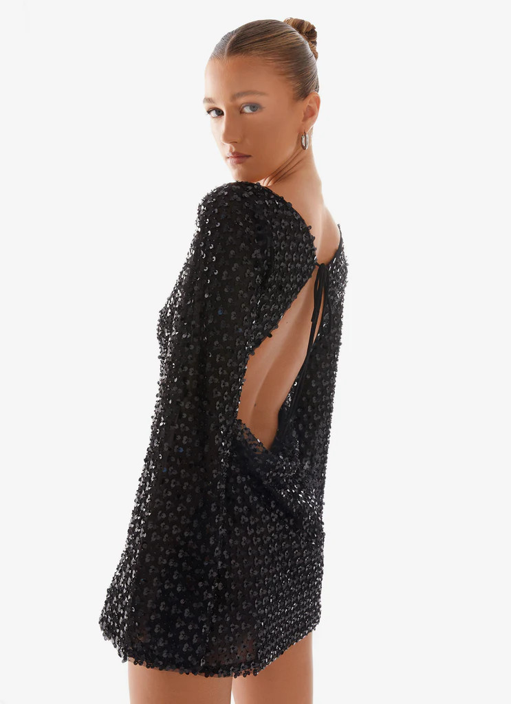 Edessa Sequin Mini Dress - Black | Peppermayo (Global)