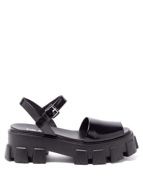 Prada - Monolith Chunky-sole Leather Mary Jane Sandals - Womens - Black | Matches (UK)