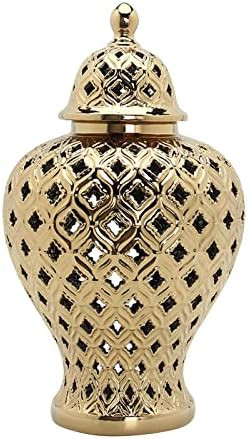 Modern Ceramic Ginger Jar Hollow Vase Ornaments Lid Storage Decor Accessories for Living Room Gif... | Amazon (US)