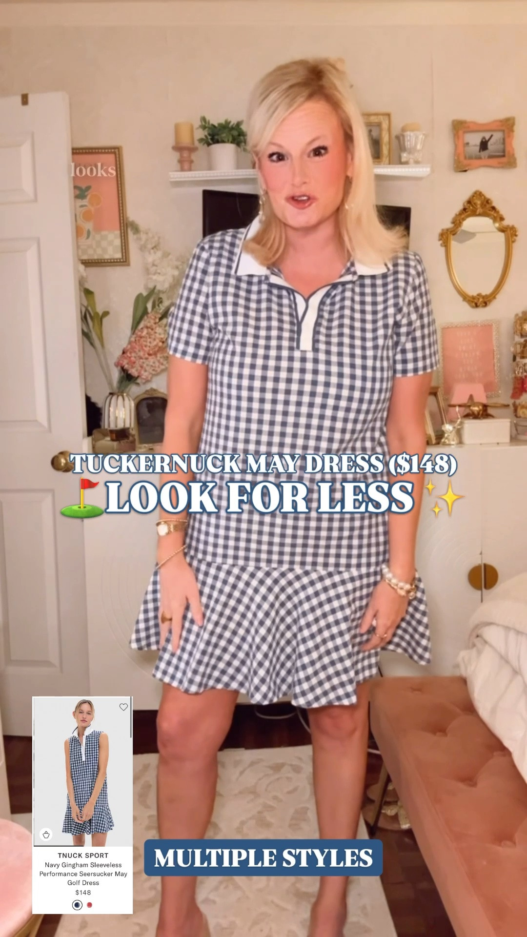 Tuckernuck May look for less, Tuckernuck May dress look for less, TNuck Sport look for less, navy gingham polo dress

The women who love Tuckernuck are going to want this one. 🔥

I found the Tuckernuck $148 May look on Amazon for over $100 less, and in multiple styles at that! 

The collar. The placket. The easy mini length. The ruffle hem. The gingham. This is exactly the kind of dress that feels fresh in May and stays good all the way through summer.

I’m in a medium. It’s 100% cotton and available in multiple colors.

It has that classic Americana feel, but in the polished preppy way. This is the dress for coffee runs, lunch, errands, vacation mornings, casual dinners, school pickup, beach town shopping, golf club days, lake weekends, and easy summer plans.

Timeless. Classic. Easy. The kind of Americana summer dress women keep reaching for from May through September.

If you love the Tuckernuck May look, TNuck Sport, classic Americana style, polished preppy summer dresses, navy gingham dresses, 100% cotton dresses, and finding the expensive-looking version for less, this is the one.

Tuckernuck May look for less, Tuckernuck inspired dress, TNuck Sport look for less, navy gingham dress, gingham polo dress women, gingham mini dress women, 100 cotton dress women, preppy summer dress, Americana dress women, patriotic dress women, country club dress women, golf lifestyle dress, sporty preppy dress, lake weekend outfit, Memorial Day outfit, Fourth of July outfit, Amazon dress find, designer look for less 

 #LTKFindsUnder50 #Tuckernuck #LookForLess #PreppyStyle #GolfOutfit #TennisOutfit #TennisDress #GolfDress #Americana #MemorialDayOutfit

#LTKSeasonal #LTKActive #LTKOver40