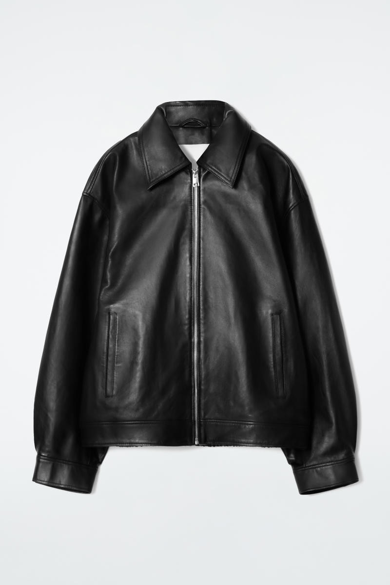 Oversized Collared Leather Jacket | COS (US)