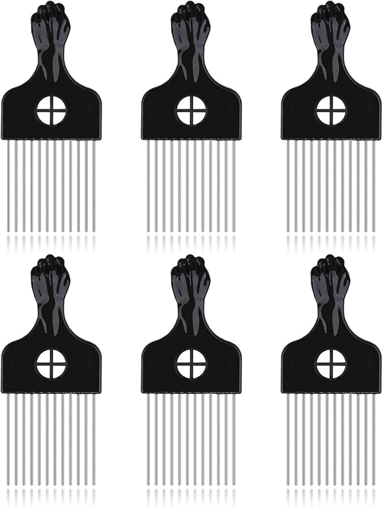 6Pcs Afro Picks Metal Hair Combs, Steel Teeth Hair Pick for Curly, Coily, Natural Hair, Detanglin... | Amazon (US)