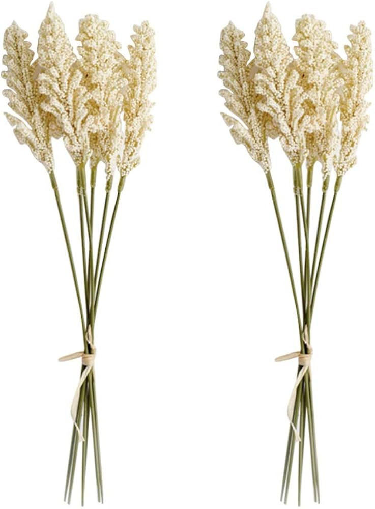 Amosfun 2 Bouquet Artificial Wheat Dried Natural Wheat Natural Dry Wheat Decor Fake Flower Artifi... | Amazon (US)