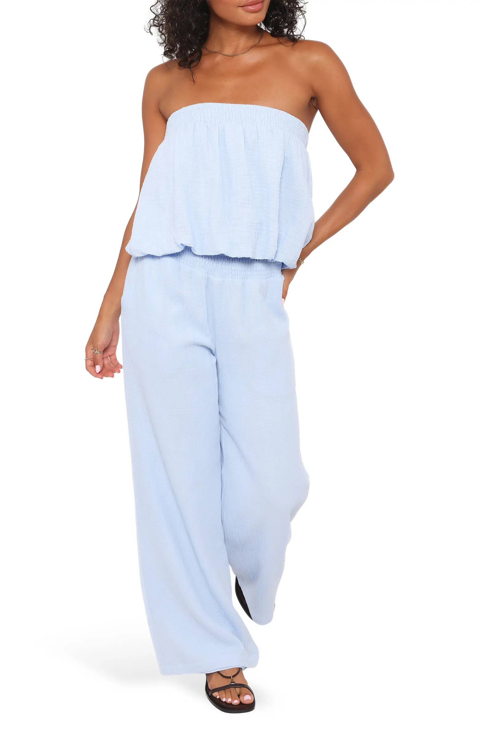 Petal & Pup Olivia Cotton Strapless Top & Wide Leg Pants Set | Nordstrom | Nordstrom