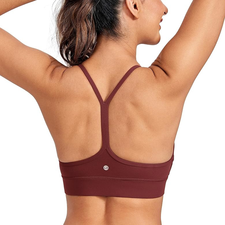 CRZ YOGA Butterluxe Womens Y-Back Racerback Sports Bra - Spaghetti Straps Wireless Scoop Neck Athlet | Amazon (US)