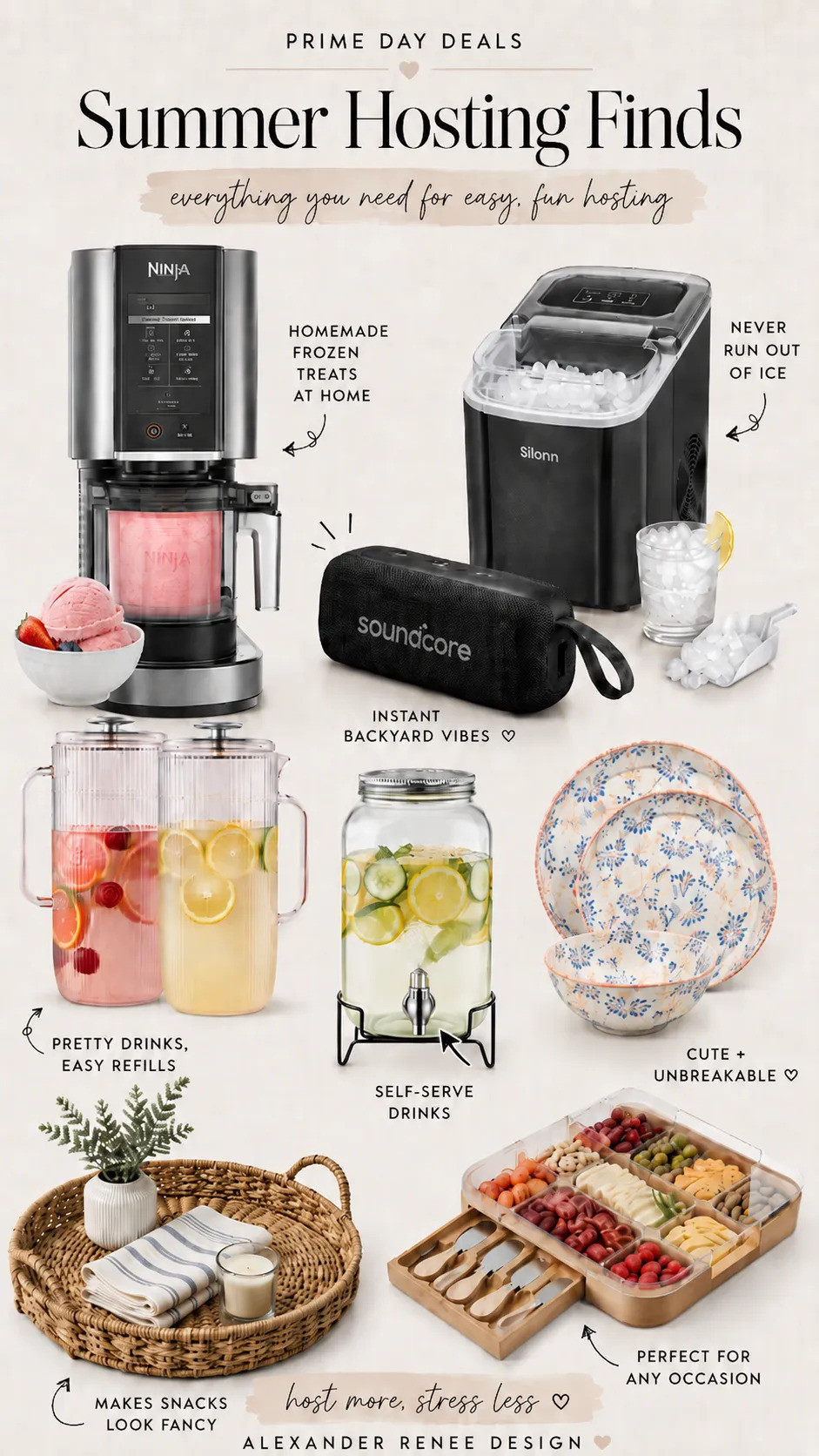 Prime Day summer hosting finds for easy entertaining at home, by the pool, or at the beach house. I rounded up kitchen deals, outdoor dinnerware, frozen drink makers, blenders, serving trays, snack boards, drink station finds, and backyard hosting favorites to make summer gatherings feel easier and more pulled together. #LTKHome #LTKSaleAlert #PrimeDayDeals #SummerHosting #AmazonHome 

 #LTKU #LTKHome #LTKSaleAlert