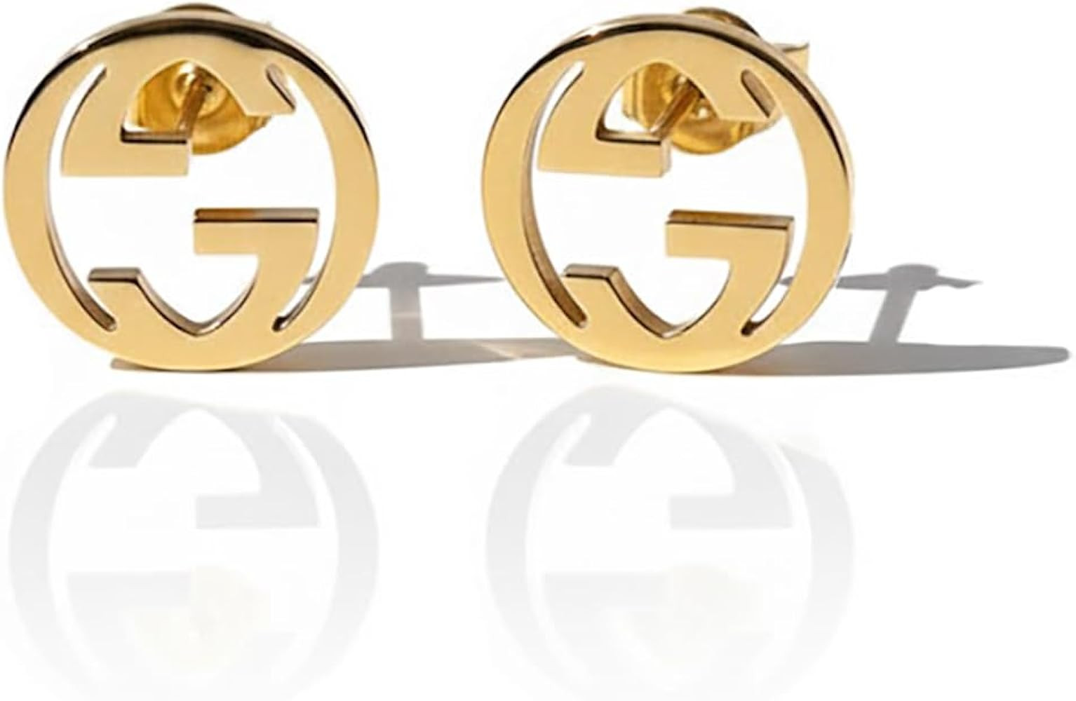 Unique Interlocking Letter Stud Earrings Bracelet Set, Gold-Toned, Round, Logo Design，Stainless... | Amazon (US)