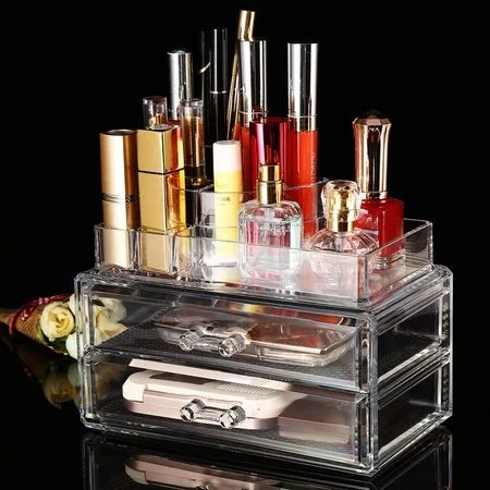 2 Drawer Container Storage Cosmetics Makeup Organizer Clear Acrylic Display Tabletop Onli | Walmart (US)