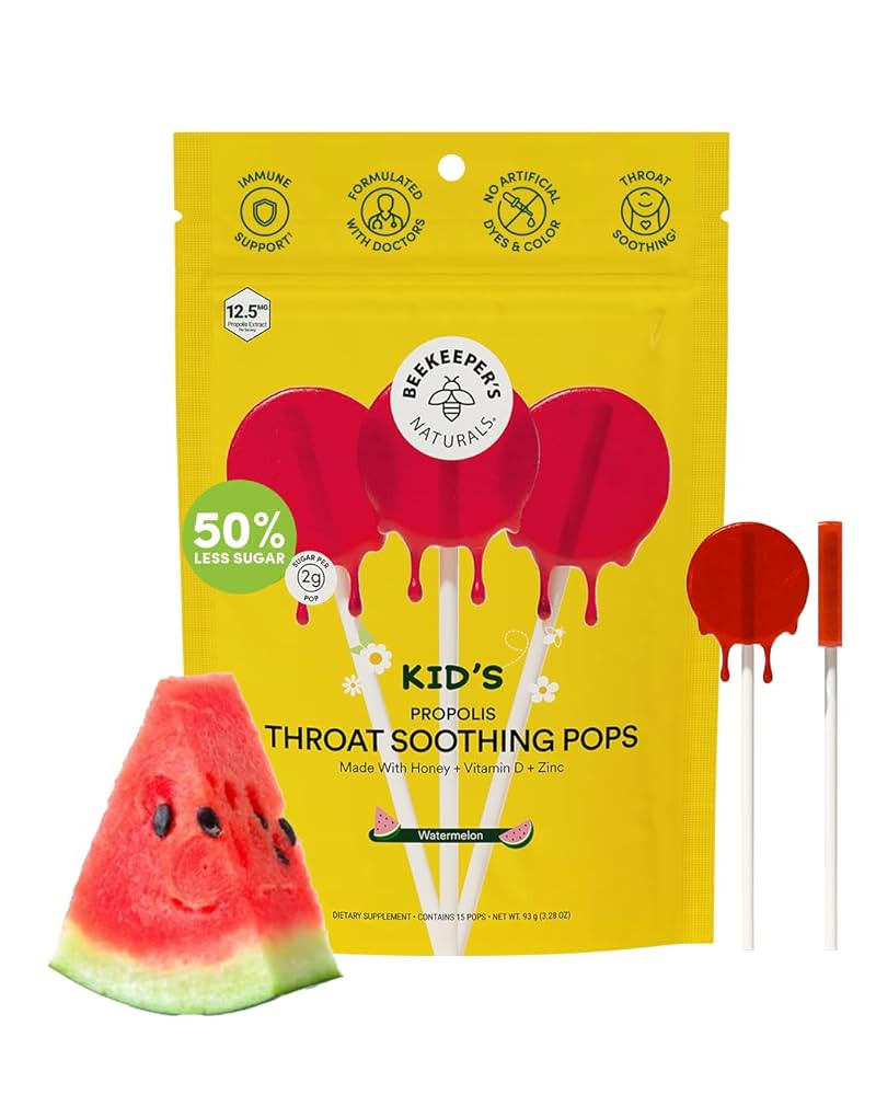Kids Throat Soothing Watermelon Lollipops, by Beekeeper's Naturals - Doctor Formulated Immune Sup... | Amazon (US)