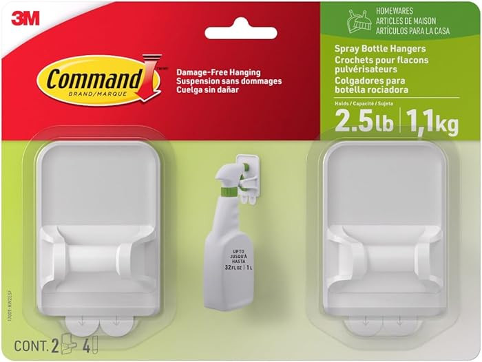 Command Spray Bottle Hangers, Holds up to 32 fl oz, 2 Hangers with 4 Strips, Damage-Free Spray Bo... | Amazon (US)