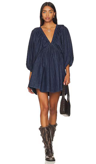 Portia Denim Mini Dress In Indigo Dark Rinse | Revolve Clothing (Global)