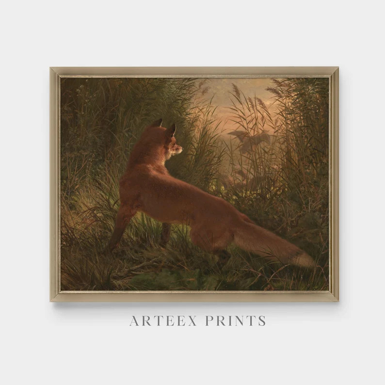 Vintage Fox Painting  Antique Animal Print  Digital Download - Etsy | Etsy (US)