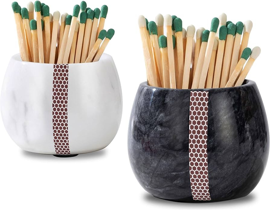 Matches Holder, Natural Marble Match Holder with Striker - Matches Box Modern Home Decor Gifts - ... | Amazon (US)