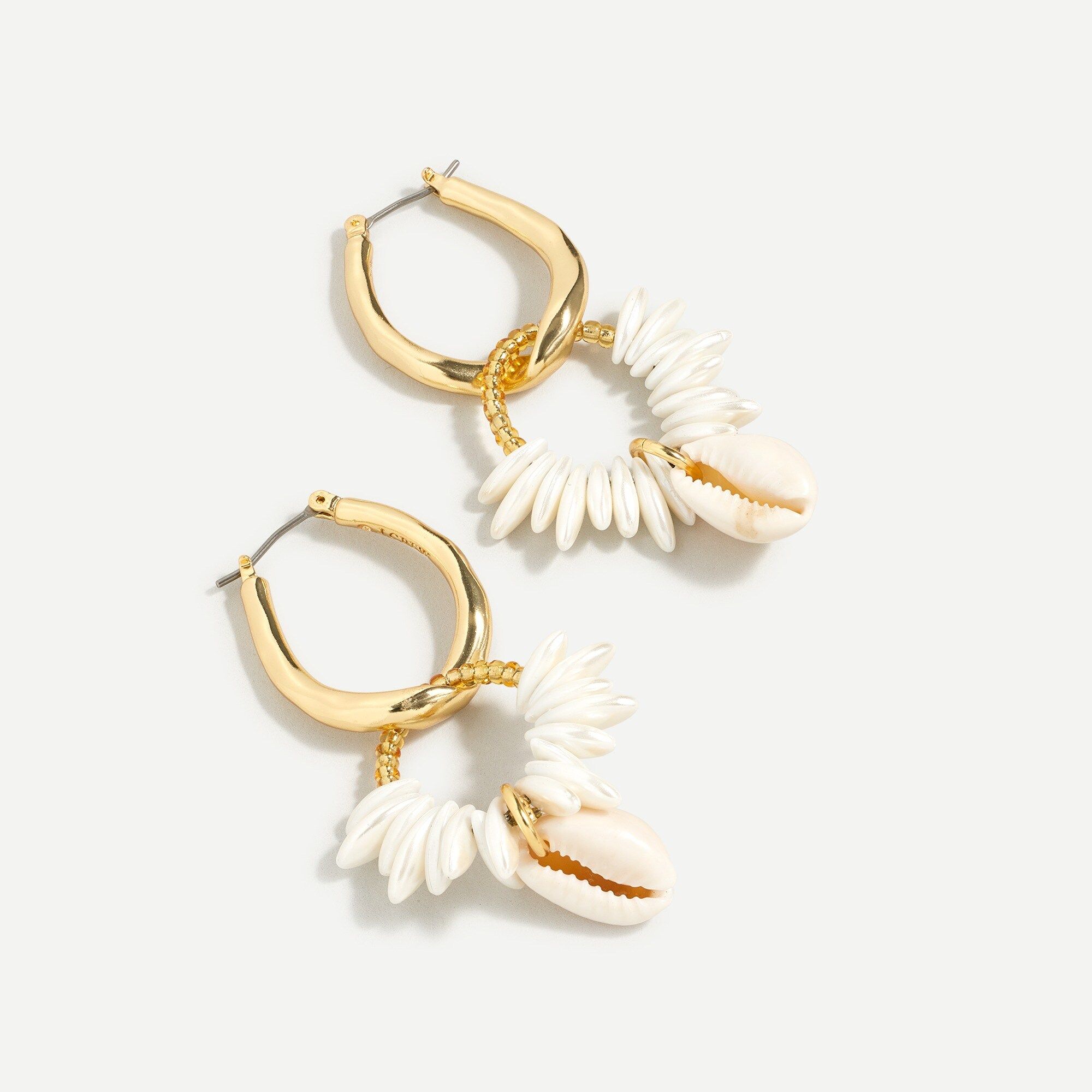 Cowrie shell and pearl hoop earrings | J.Crew US