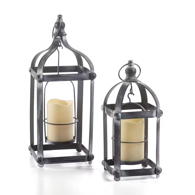 18" Bradford Metal Outdoor Lantern Set Black - Smart Living | Target