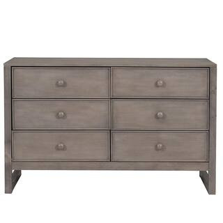 Harper & Bright Designs Rustic 6-Drawer Anitque Gray Dresser Wooden (30 in. H x 47.8 in. W x 18.9... | The Home Depot