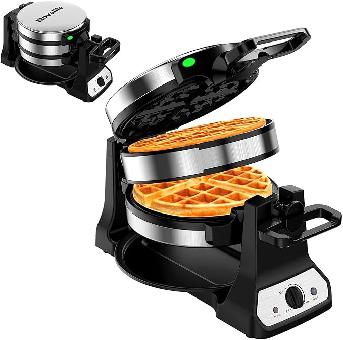 Waffle Maker, 1400W Belgian Waffle Maker, Double Waffle Iron 180° Flip, Rotating Nonstick Plates... | Amazon (US)