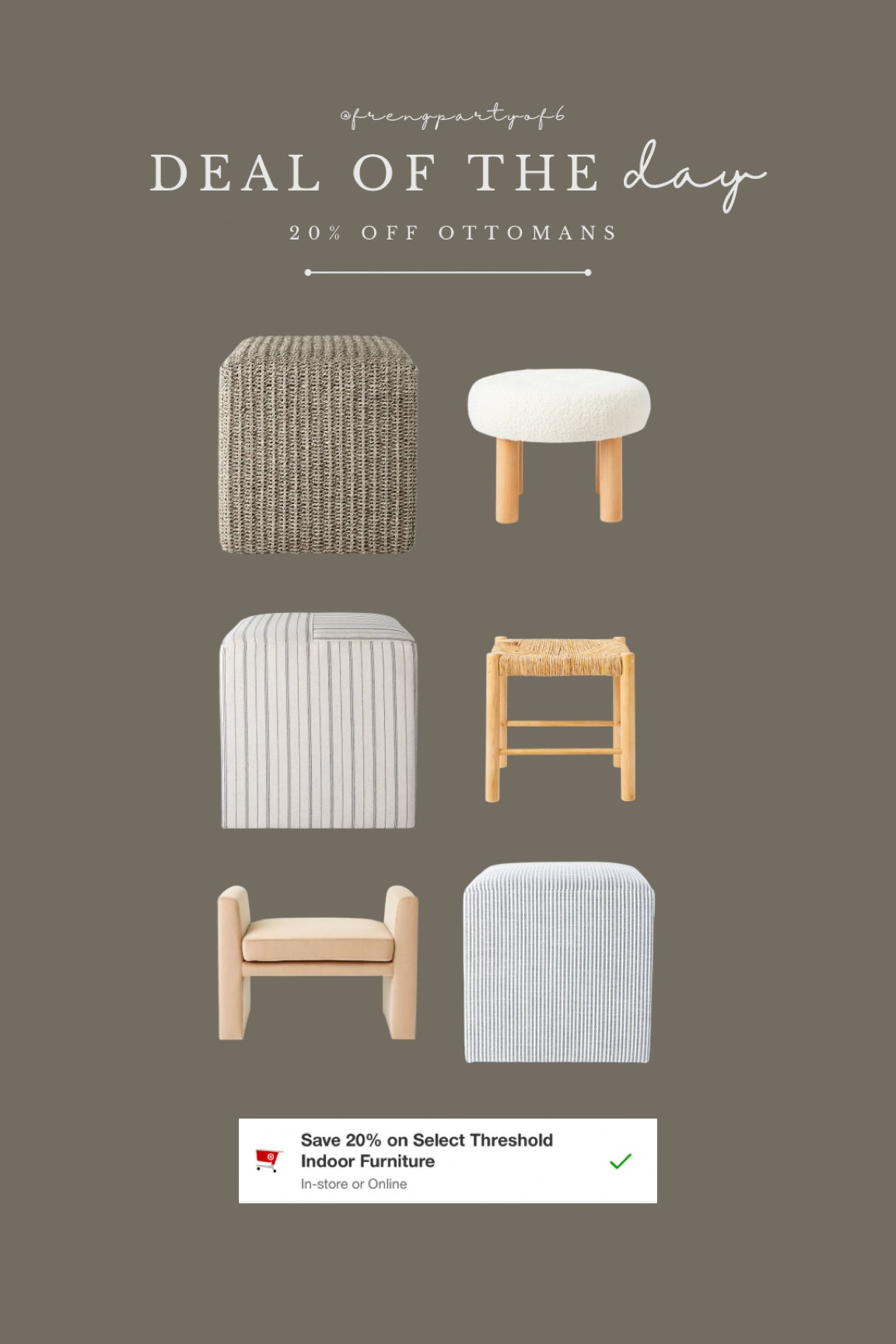 20% off ottomans at Target! Just clip the Target Circle coupon to save!

#LTKhome #LTKsalealert #LTKfindsunder100