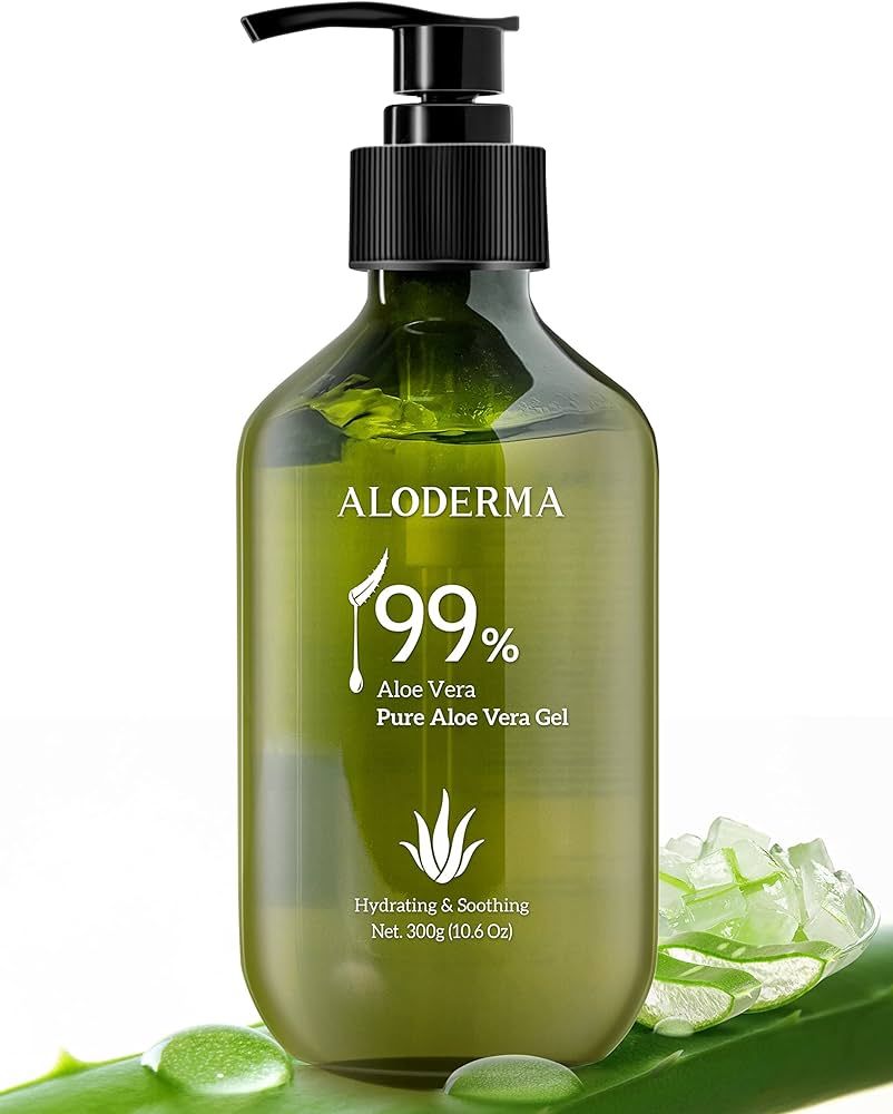 Aloderma 99% Organic Aloe Vera Gel for Skin Made within 12 Hours of Harvest, Non-Sticky Aloe Vera... | Amazon (US)
