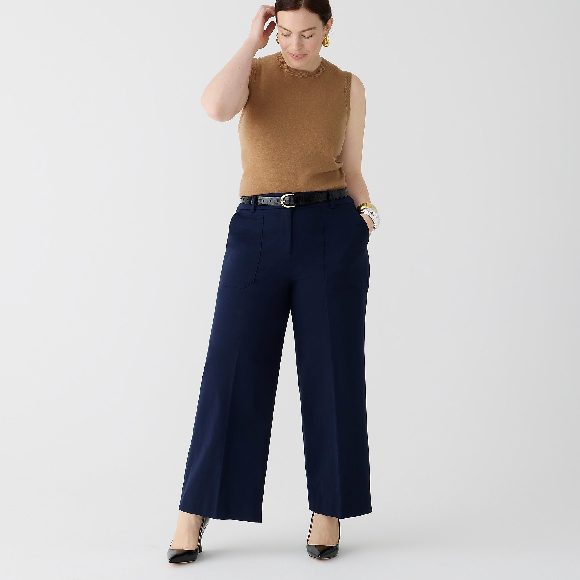 Wide-leg pant in bi-stretch cotton | J. Crew US