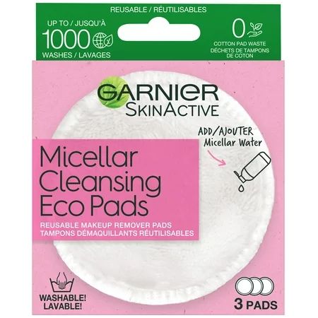 Garnier SkinActive Micellar Cleansing Eco Pads, Reusable, 3 Pack | Walmart (US)