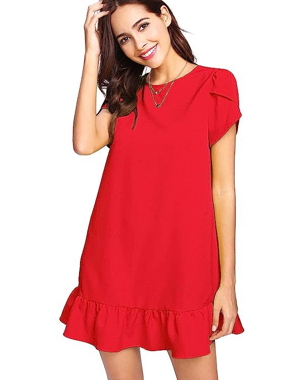 Beyove Women's Ruffle Dresses Short Sleeve Round Neck Casual Dress Loose Flowy Summer Outfits for... | Amazon (US)