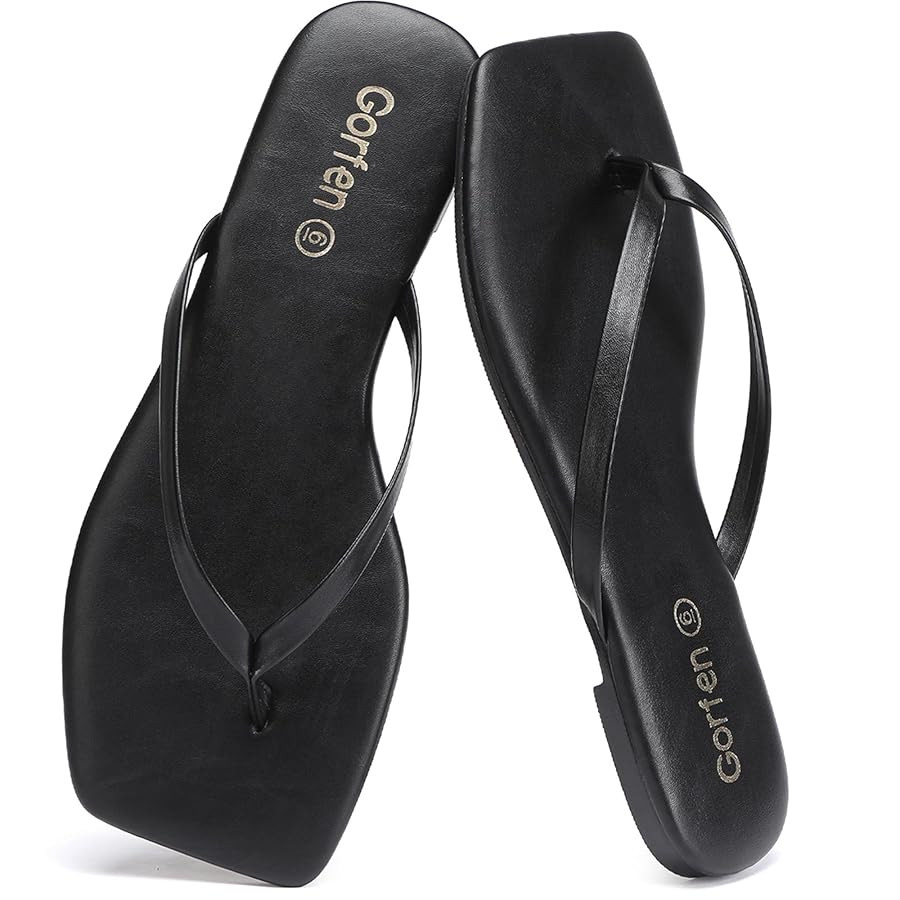Flip Flops for Women Comfortable Square Toe Casual Beach Sandals Summer Outdoor and Everyday Wear | Amazon (US)