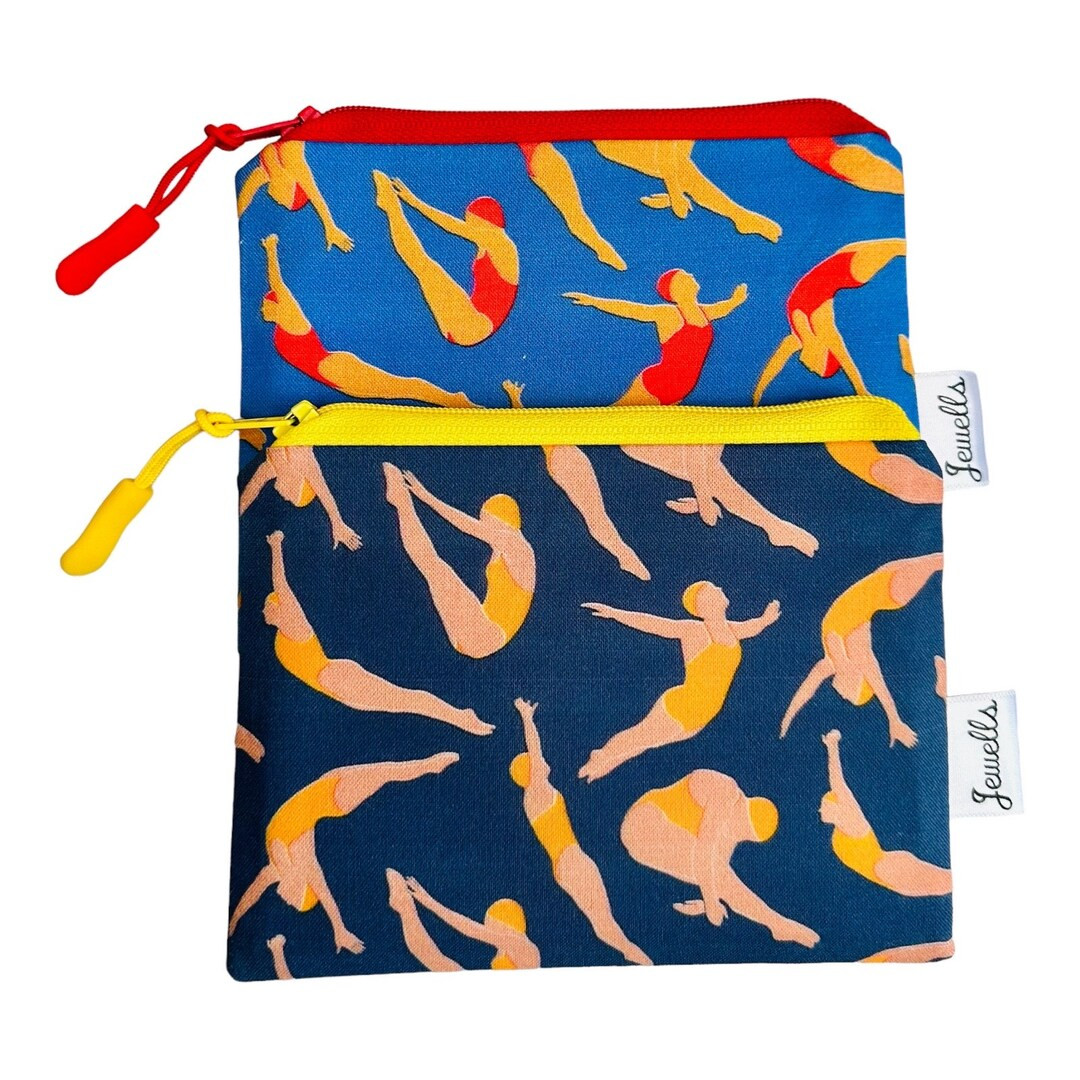 Retro Swimming Diving Diver Swimmer Fabric Coin Purse Pouch Swimming Plain Red Yellow - Etsy | Etsy (US)
