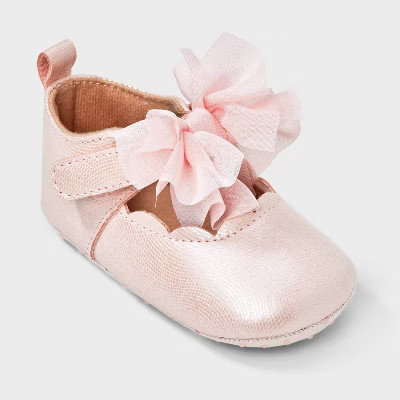 Baby Girls' Bow Shimmer Dress Shoes - Cat & Jack™ Light Pink | Target
